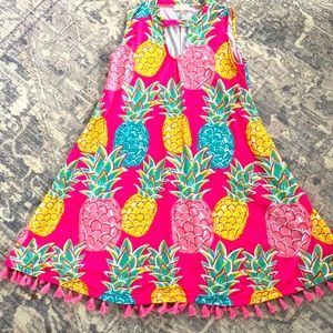 Simply Southern womens pineapple dress Fuschia Sz small S